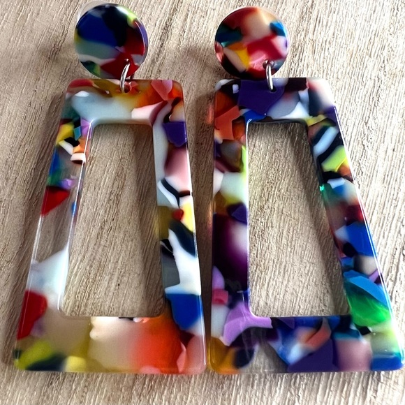 Colorful Acrylic Tassel Earrings Set - Picture 2 of 3